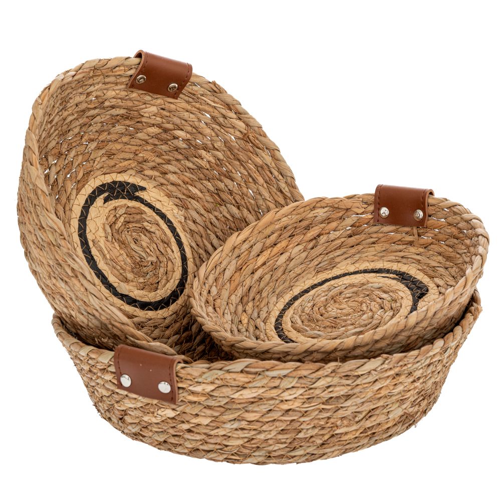 Διακοσμητικά Επιτραπέζια 24home - ΣΗΜΑΝΤΙΚΟ: Σε περίπτωση διαφοράς τιμής από το κατάστημα ισχύει παντα και μόνο η τιμή του καταστήματος Καλάθι Σετ 3τμχ Στρογγυλό Υάκινθου Natural 30x7εκ.-26x6