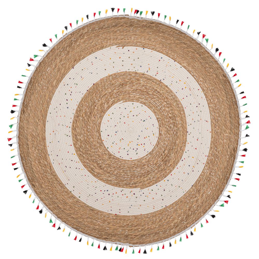 Χαλί Jute-Βαμβακερό Boho Στρογγυλό 150εκ. Καφέ-Natural 