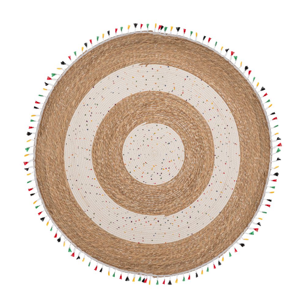 Χαλί Jute-Βαμβακερό Boho Στρογγυλό 100εκ. Καφέ-Natural 