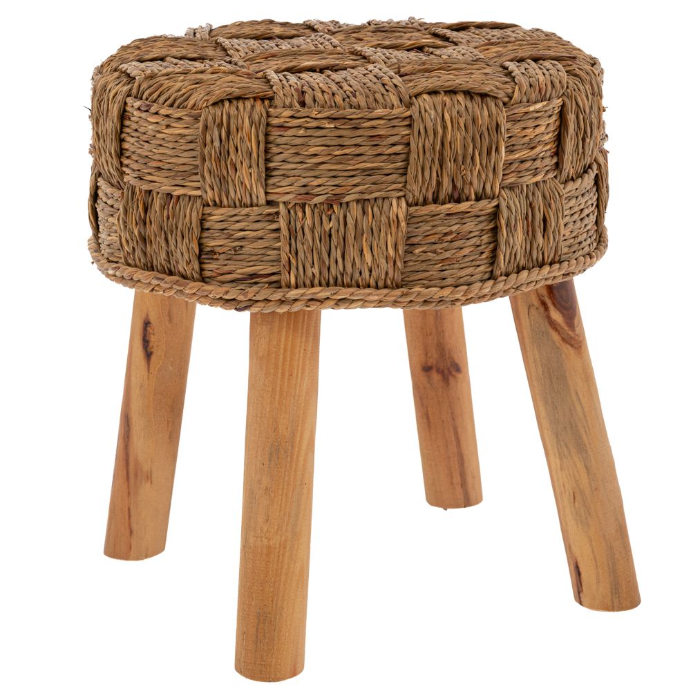 Iliadis Σκαμπώ Πλεκτό-Ξύλινο Boho Καφέ 27x29,5εκ. iliadis 89283 (Υλικό: Ξύλο, Χρώμα: Καφέ) - Iliadis - il_89283