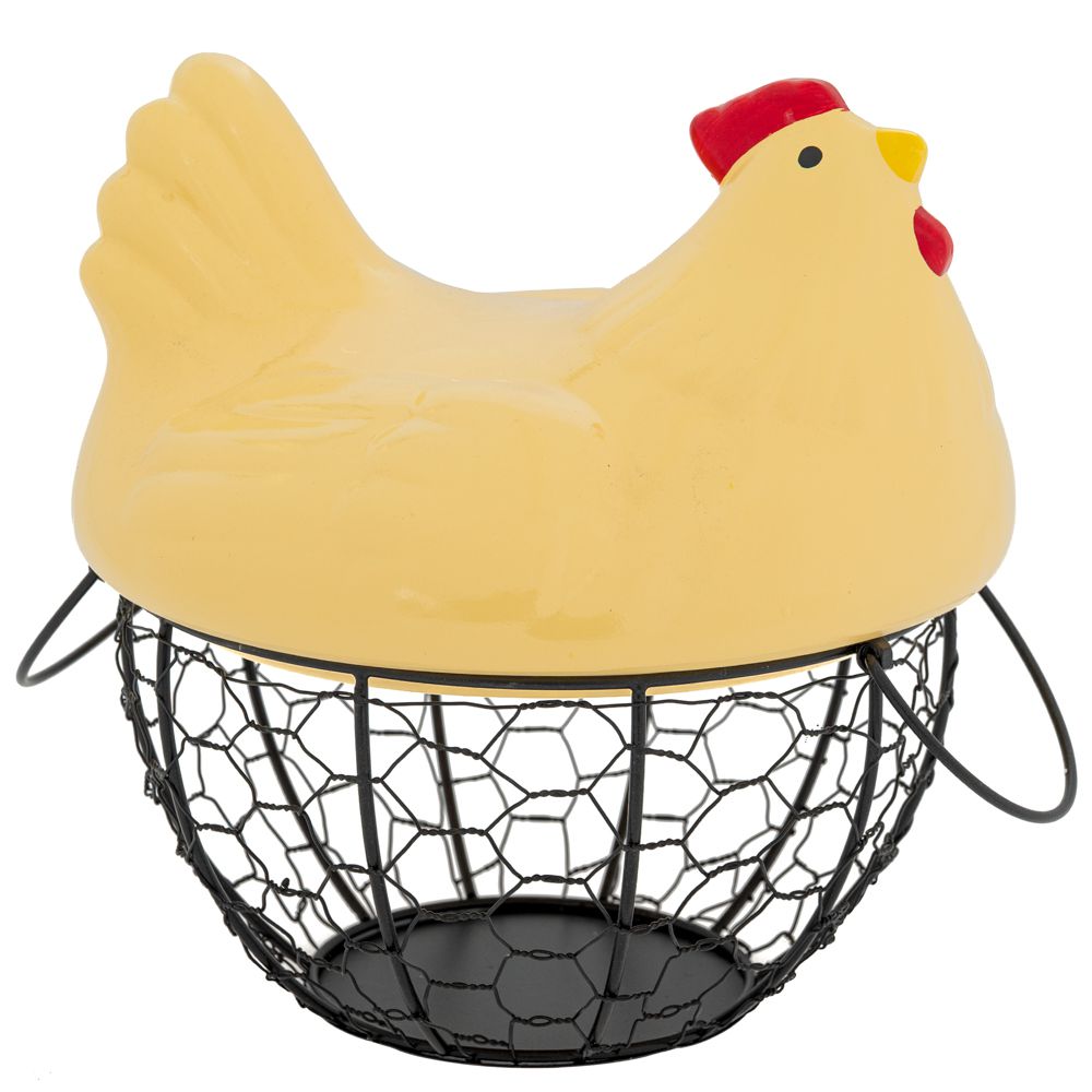 Iliadis Πασχαλινή Διακοσμητική Κότα Κεραμική Κίτρινη Με Μεταλλικό Καλάθι 20x24εκ. iliadis 90079 (Υλικό: Μεταλλικό, Χρώμα: Κίτρινο ) - Iliadis - il_90079