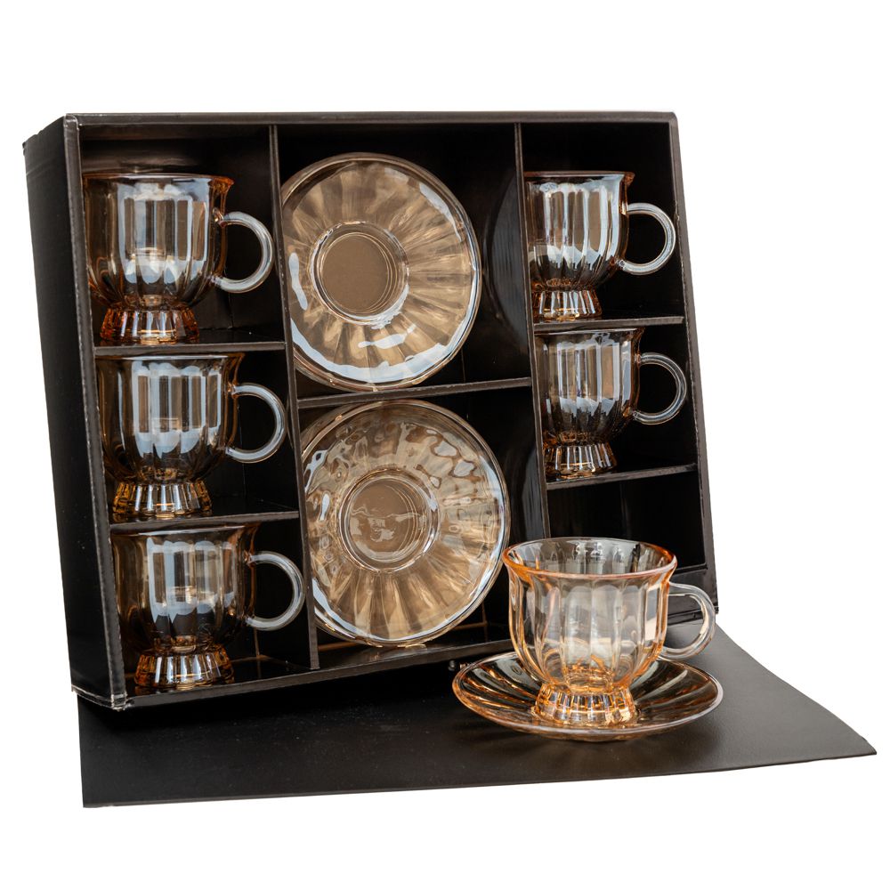 Σετ 6τμχ Φλυτζάνια Καφέ Γυάλιινο Μελί 8x8εκ. iliadis 90067 (Υλικό: Γυαλί, Χρώμα: Μελί) - Iliadis - il_90067