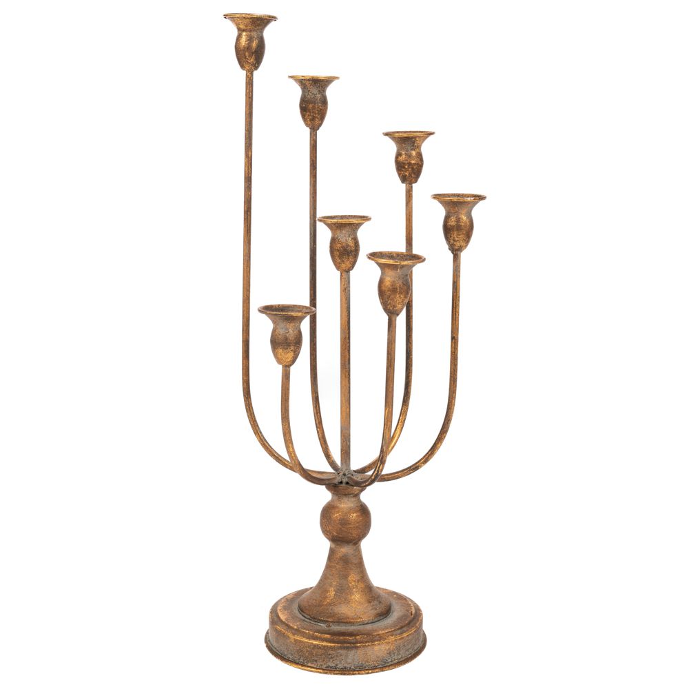 Διακοσμητικά Επιτραπέζια 24home - ΣΗΜΑΝΤΙΚΟ: Σε περίπτωση διαφοράς τιμής από το κατάστημα ισχύει παντα και μόνο η τιμή του καταστήματος Κηροπήγιο 7 Θέσεων Μεταλλικό Χρυσό 20x20x51εκ. iliadis