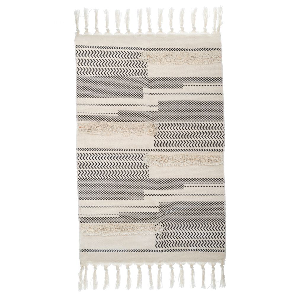 Χαλί Υφασμάτινο Polycotton Εκρού-Μαύρο 60x90εκ. iliadis