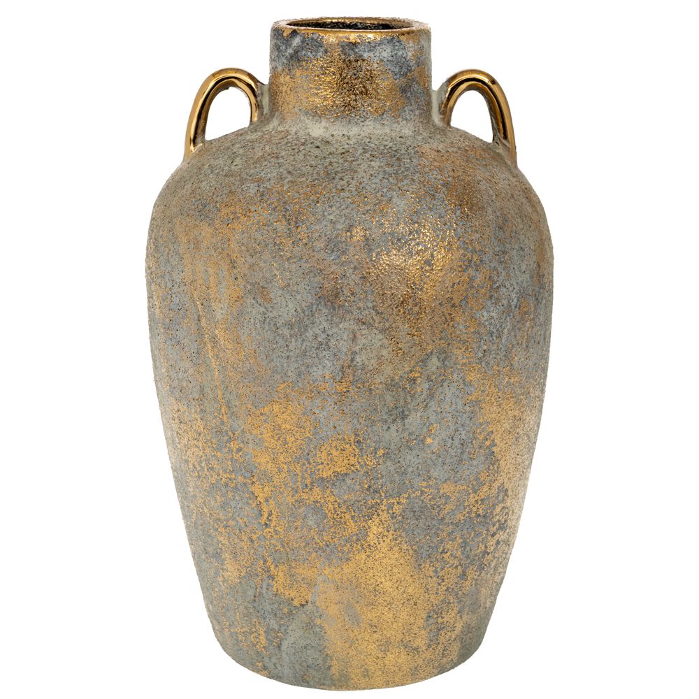 Διακοσμητικά Επιτραπέζια 24home - ΣΗΜΑΝΤΙΚΟ: Σε περίπτωση διαφοράς τιμής από το κατάστημα ισχύει παντα και μόνο η τιμή του καταστήματος Βάζο Κεραμικό Γκρι-Χρυσό 20x35εκ. iliadis 90069 (Υλικό: