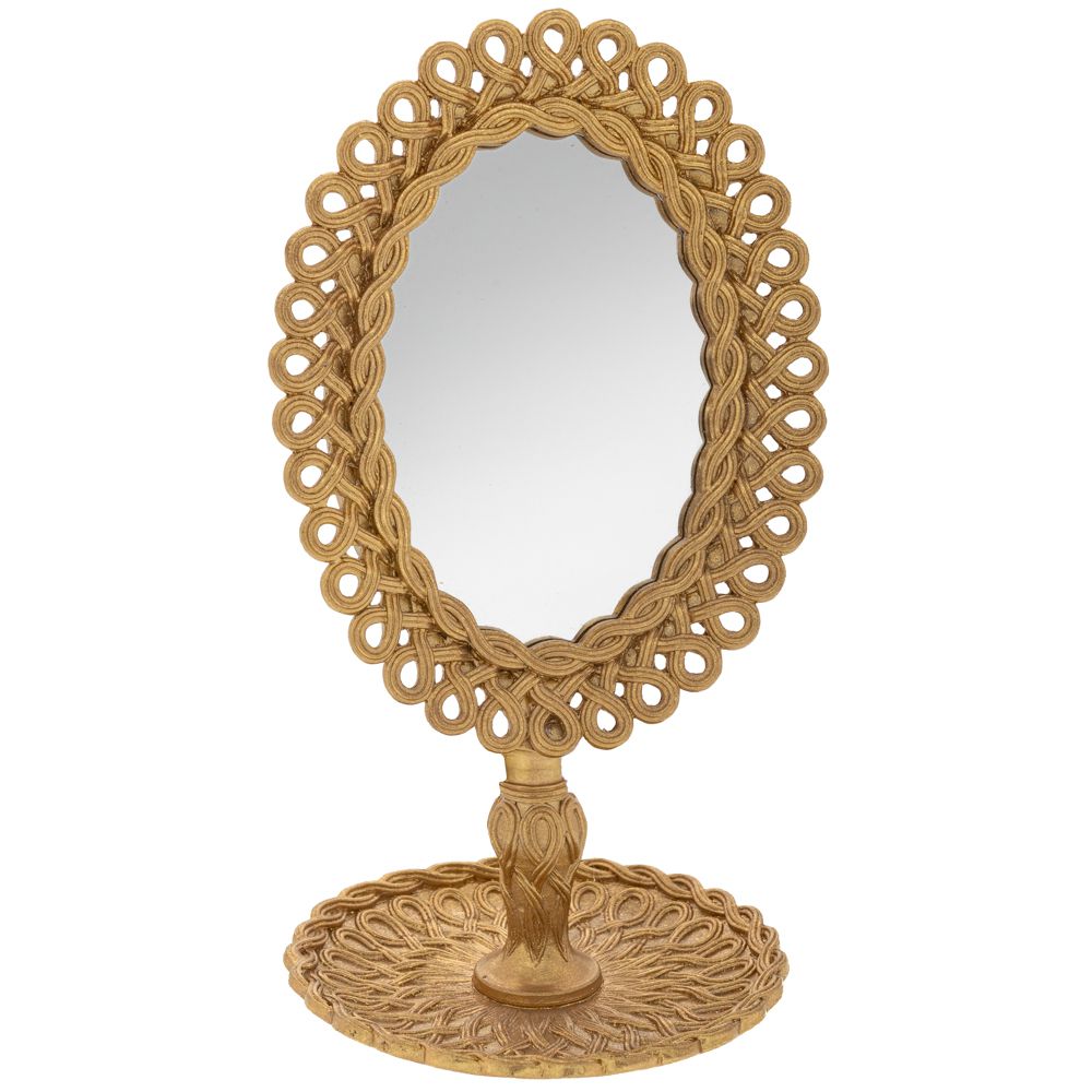 Iliadis - ΣΗΜΑΝΤΙΚΟ: Σε περίπτωση διαφοράς τιμής από το κατάστημα ισχύει παντα και μόνο η τιμή του καταστήματος Καθρέπτης Επιτραπέζιος Polyresin Vintage Χρυσός 16x14,5