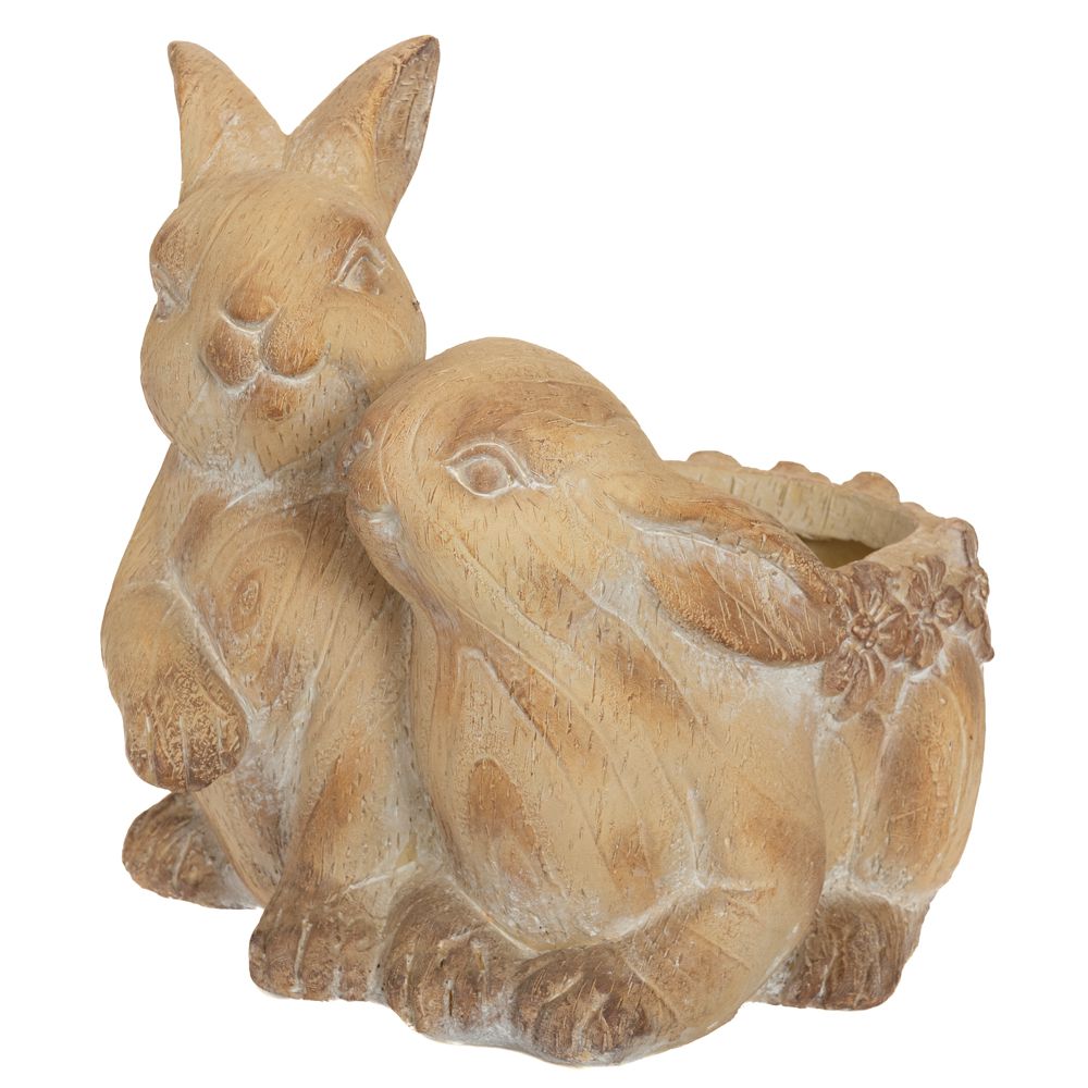 Γλάστρες - Ζαρντινιέρες 24home - ΣΗΜΑΝΤΙΚΟ: Σε περίπτωση διαφοράς τιμής από το κατάστημα ισχύει παντα και μόνο η τιμή του καταστήματος Κασπώ Polyresin Λαγοί 30x30x30εκ. iliadis 89350 (Υλικό: