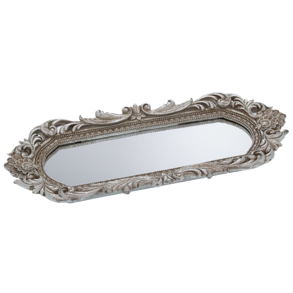 Διακοσμητικός Δίσκος Polyresin Ασημί Με Καθρέπτη 33,5x14x2,5εκ. iliadis 89731 (Υλικό: Polyresin, Χρώμα: Χρυσό ) - Iliadis - il_89731