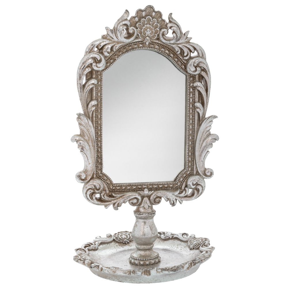 Iliadis - ΣΗΜΑΝΤΙΚΟ: Σε περίπτωση διαφοράς τιμής από το κατάστημα ισχύει παντα και μόνο η τιμή του καταστήματος Καθρέπτης Επιτραπέζιος Polyresin Vintage Ασημί 16x15,5x