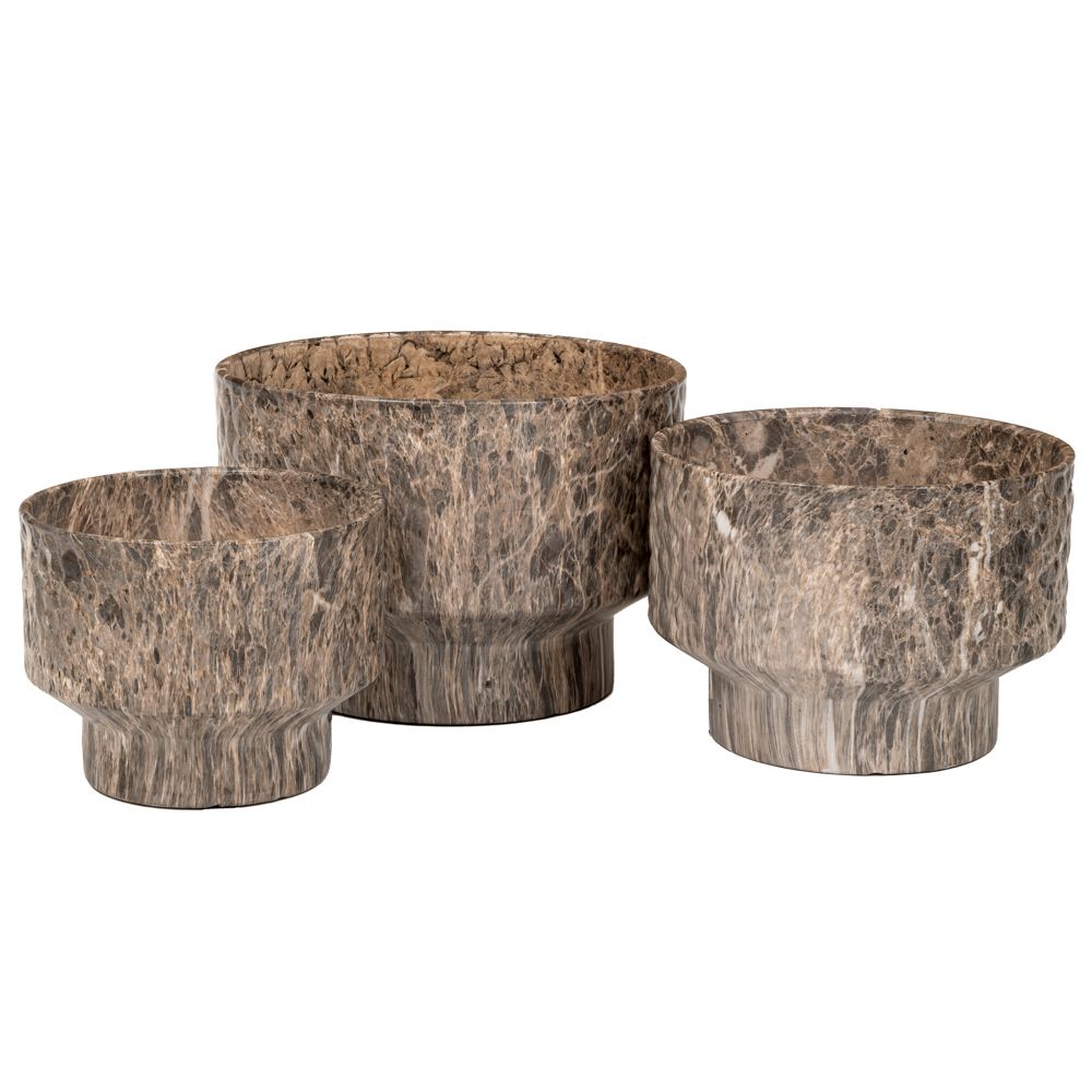 Γλάστρες - Ζαρντινιέρες 24home - ΣΗΜΑΝΤΙΚΟ: Σε περίπτωση διαφοράς τιμής από το κατάστημα ισχύει παντα και μόνο η τιμή του καταστήματος Κασπώ Σετ 3τμχ Κεραμικό Γκρι-Καφέ 35x25εκ.-30x21εκ.-24x