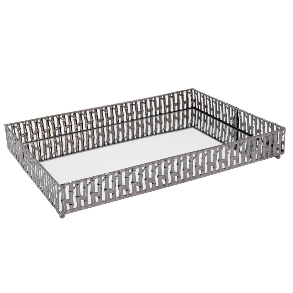 Διακοσμητικά Επιτραπέζια 24home - ΣΗΜΑΝΤΙΚΟ: Σε περίπτωση διαφοράς τιμής από το κατάστημα ισχύει παντα και μόνο η τιμή του καταστήματος Δίσκος Μεταλλικός Με Καθρέπτη Ασημί 25x35εκ. iliadis 89