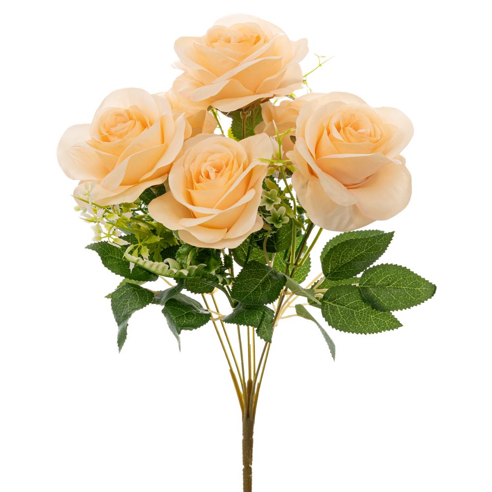 Διακοσμητικά Επιτραπέζια 24home - ΣΗΜΑΝΤΙΚΟ: Σε περίπτωση διαφοράς τιμής από το κατάστημα ισχύει παντα και μόνο η τιμή του καταστήματος Μπουκέτο Με 7 Τριαντάφυλλα Μπεζ 43εκ. iliadis 90193 (Σε