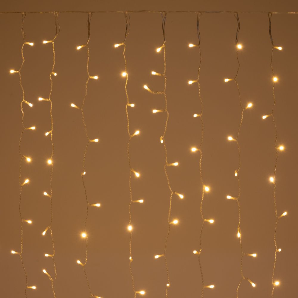 Λαμπάκια-Κουρτίνα 144 Led Ζεστό Λευκό Φως Επεκτεινόμενη