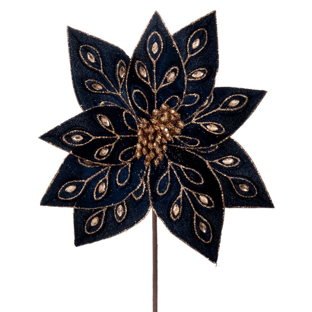 Iliadis - ΣΗΜΑΝΤΙΚΟ: Σε περίπτωση διαφοράς τιμής από το κατάστημα ισχύει παντα και μόνο η τιμή του καταστήματος Χριστουγεννιάτικο Κλαδί Αλεξανδρινό Βελούδινο Μπλε-Χρυσ