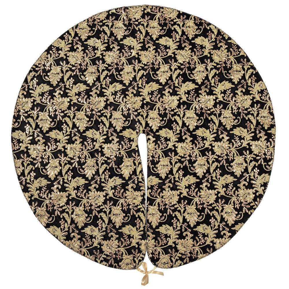 Ποδιά Δέντρου Υφασμάτινη Luxury Rose 120εκ. Μαύρη-Χρυσή