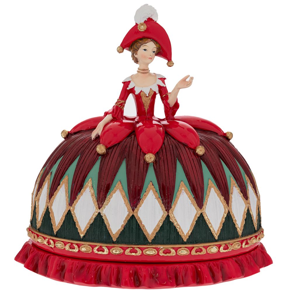 Χριστουγεννιάτικη Μπισκοτιέρα Βασίλισσα Polyresin Κόκκι