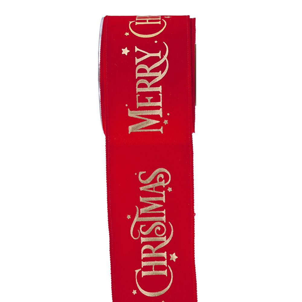 Iliadis - ΣΗΜΑΝΤΙΚΟ: Σε περίπτωση διαφοράς τιμής από το κατάστημα ισχύει παντα και μόνο η τιμή του καταστήματος Χριστουγεννιάτικη Κορδέλα Βελούδινη Lux Merry Christmas