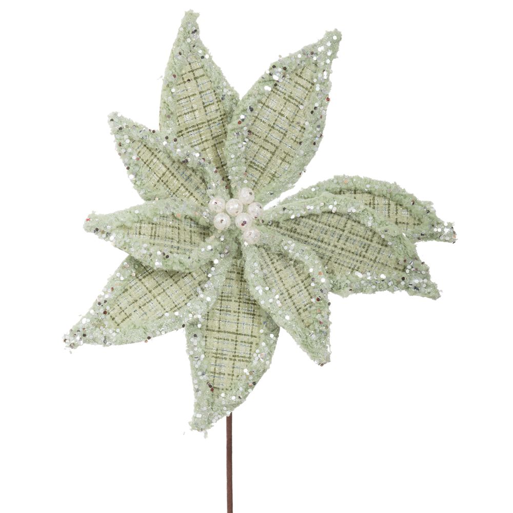 Χριστουγεννιάτικο Κλαδί Αλεξανδρινό Καρώ Πράσινο-Ασημί 