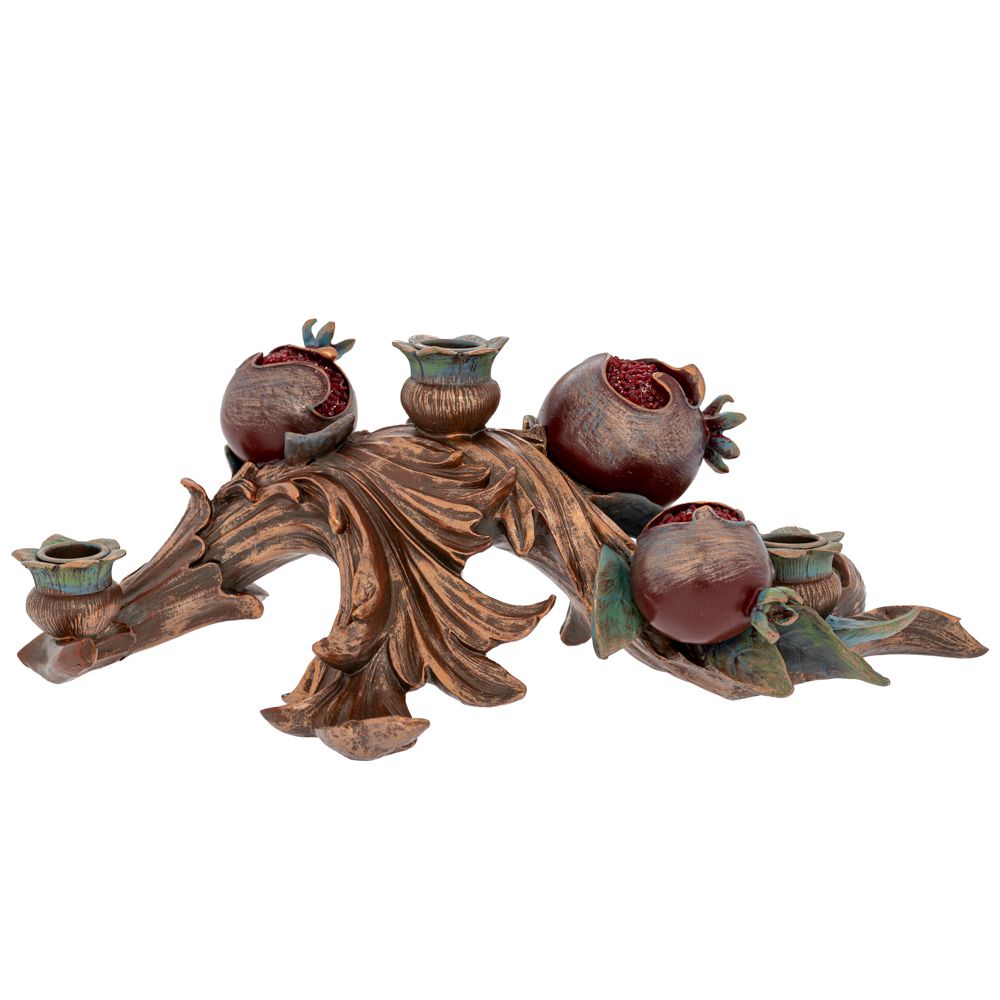 Χριστουγεννιάτικο Κηροπήγιο 3 Θέσεων Polyresin Με Ρόδια