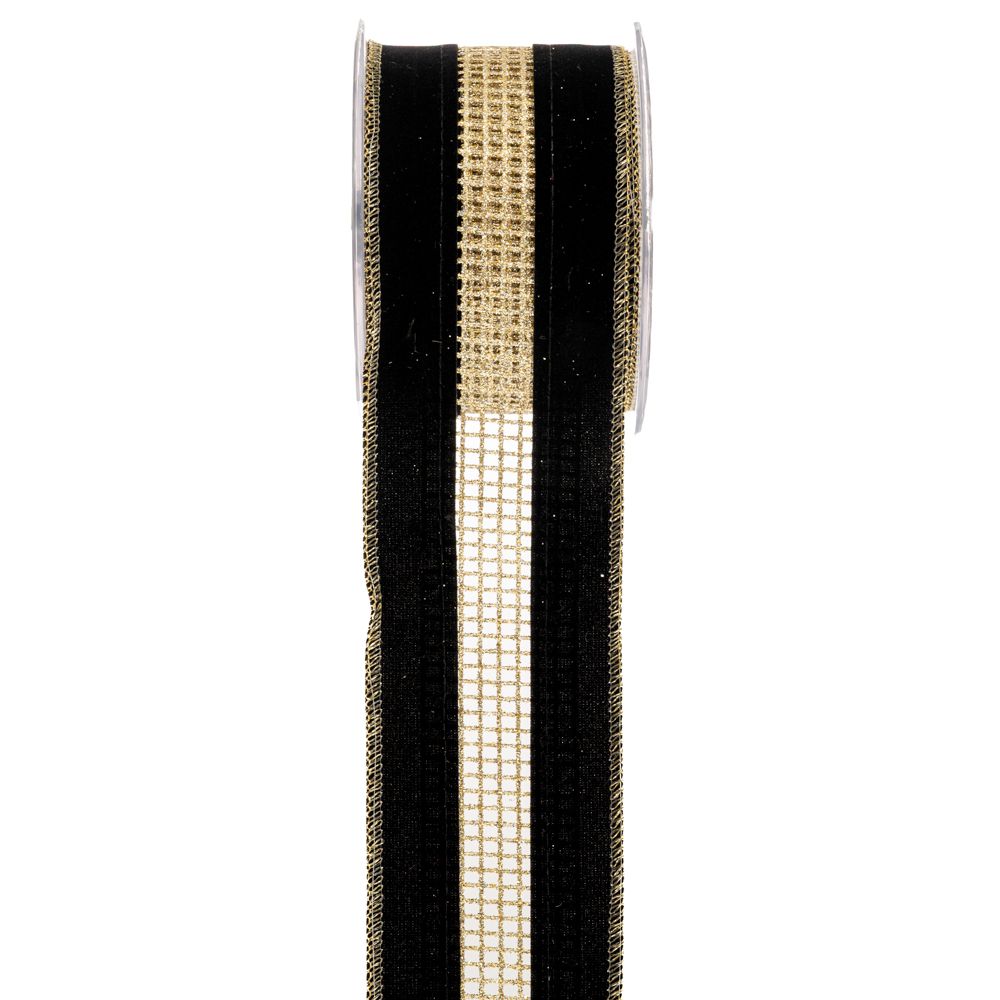 Χριστουγεννιάτικη Κορδέλα Βελούδινη Glitter Net 6,7εκ.-