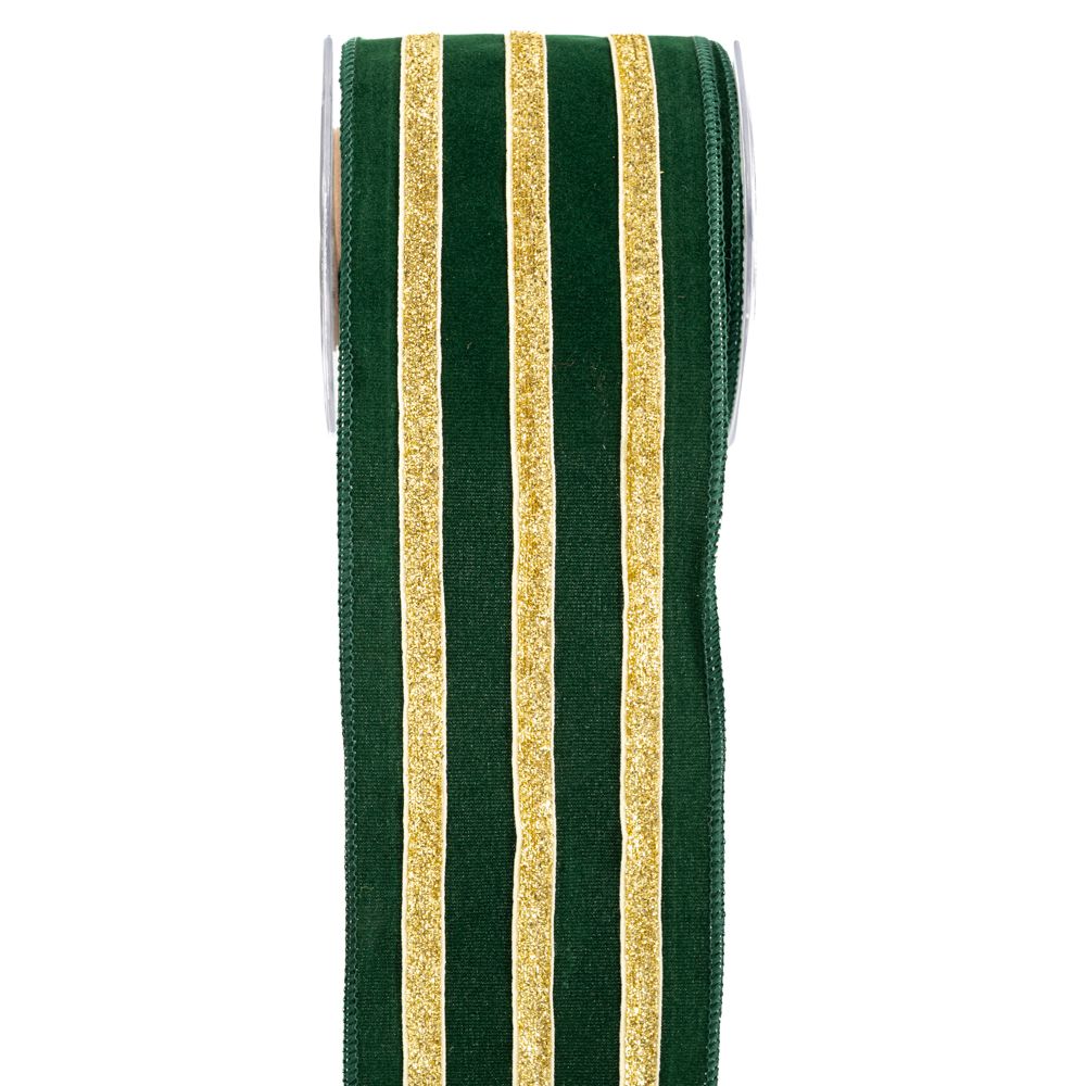 Χριστουγεννιάτικη Κορδέλα Βελουτέ Lined 10εκ.-4,5μ. Πρά