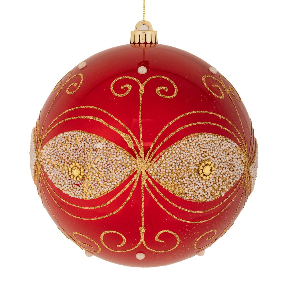 Χριστουγεννιάτικη Μπάλα Πλαστική Περλέ Κόκκινη 25εκ. il