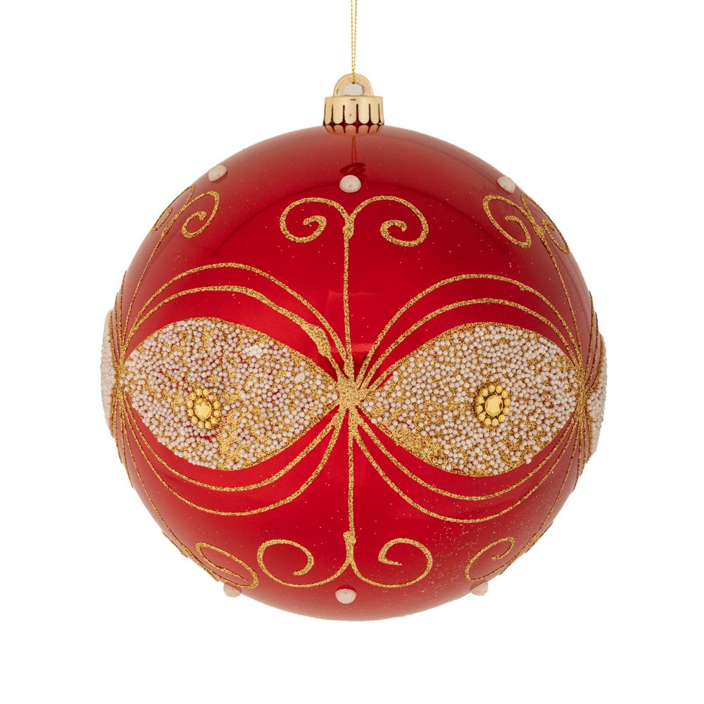 Χριστουγεννιάτικη Μπάλα Πλαστική Περλέ Κόκκινη 15εκ. il