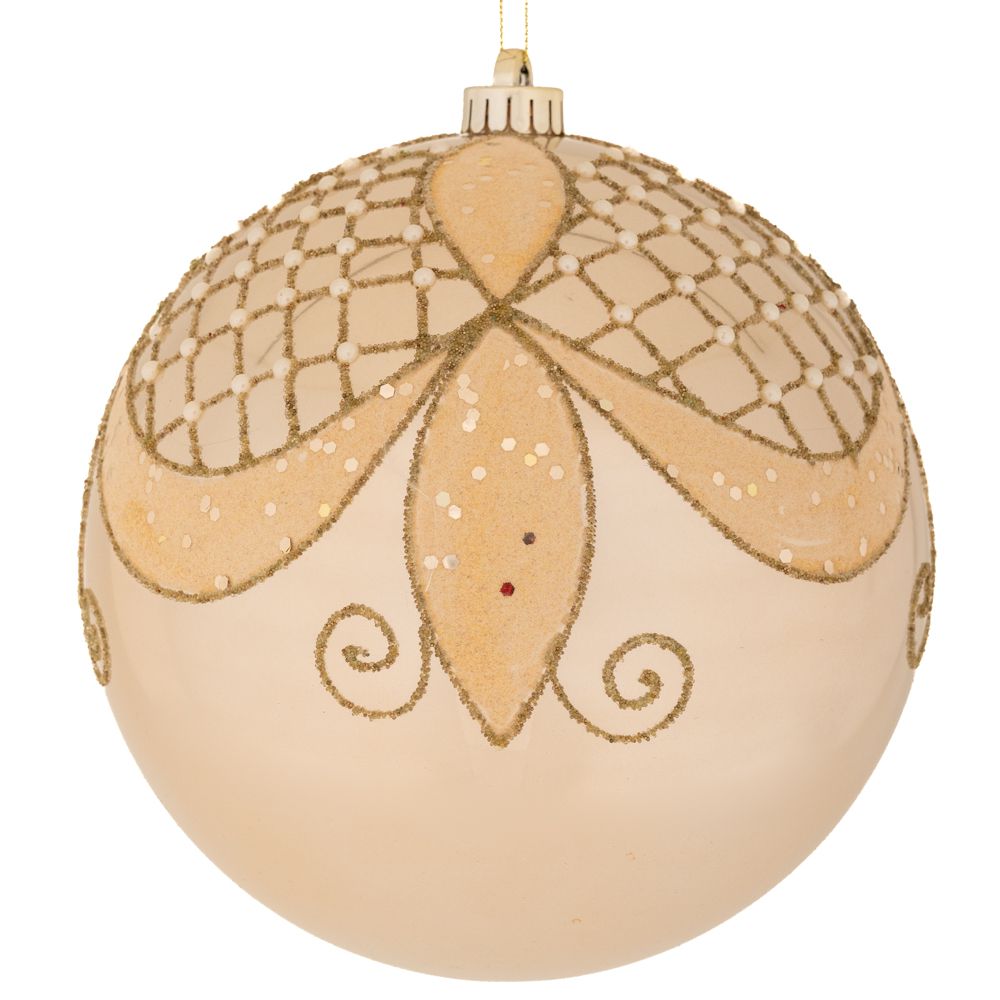 Χριστουγεννιάτικη Μπάλα Πλαστική Περλέ Σαμπανί 25εκ. il