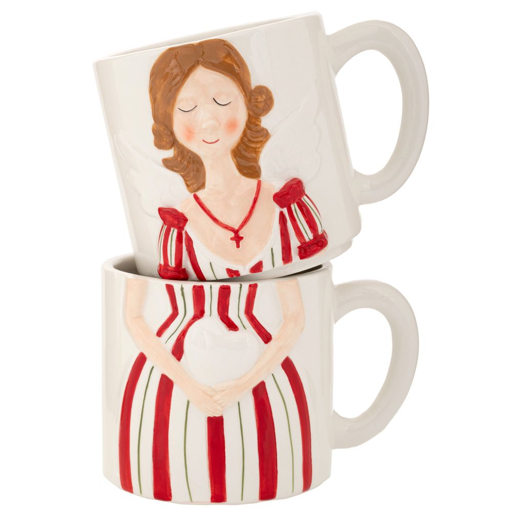 Iliadis - ΣΗΜΑΝΤΙΚΟ: Σε περίπτωση διαφοράς τιμής από το κατάστημα ισχύει παντα και μόνο η τιμή του καταστήματος Χριστουγεννιάτικη Κούπα Σετ 2τμχ Νεράιδα Κεραμική Λευκή