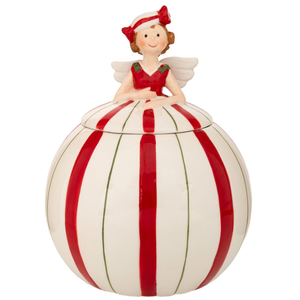 Iliadis - ΣΗΜΑΝΤΙΚΟ: Σε περίπτωση διαφοράς τιμής από το κατάστημα ισχύει παντα και μόνο η τιμή του καταστήματος Χριστουγεννιάτικη Μπισκοτιέρα Κεραμική Νεράιδα Λευκό-Κό