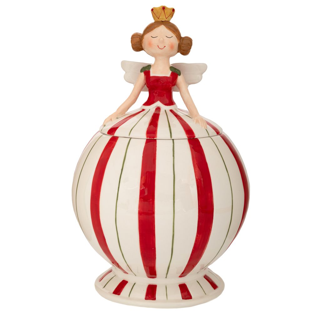 Iliadis - ΣΗΜΑΝΤΙΚΟ: Σε περίπτωση διαφοράς τιμής από το κατάστημα ισχύει παντα και μόνο η τιμή του καταστήματος Χριστουγεννιάτικη Μπισκοτιέρα Κεραμική Νεράιδα Λευκό-Κό