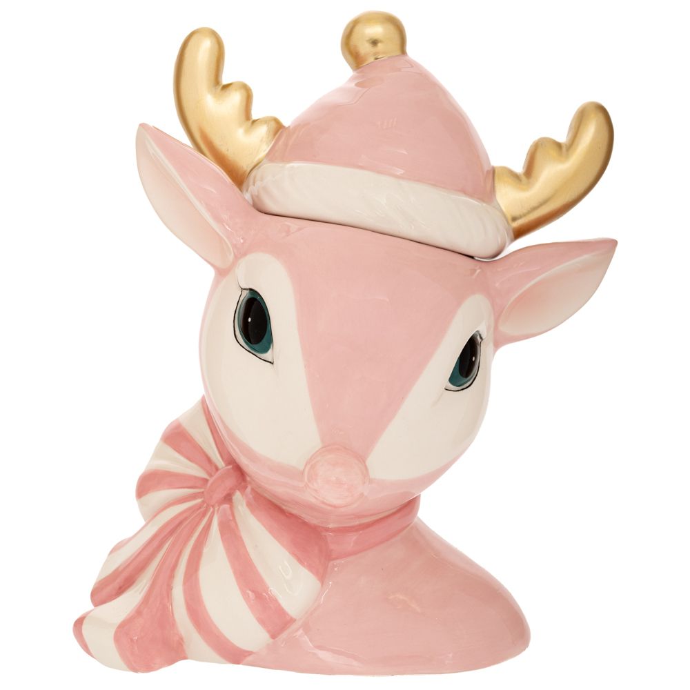 Iliadis - ΣΗΜΑΝΤΙΚΟ: Σε περίπτωση διαφοράς τιμής από το κατάστημα ισχύει παντα και μόνο η τιμή του καταστήματος Χριστουγεννιάτικη Μπισκοτιέρα Κεραμική Ελαφάκι Λευκό-Ρο