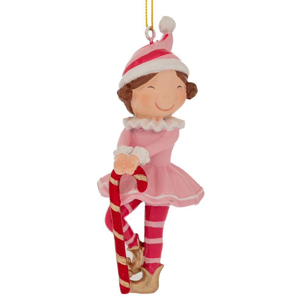 Χριστουγεννιάτικο Στολίδι Ξωτικό Polyresin Ροζ 5,5x4,5x