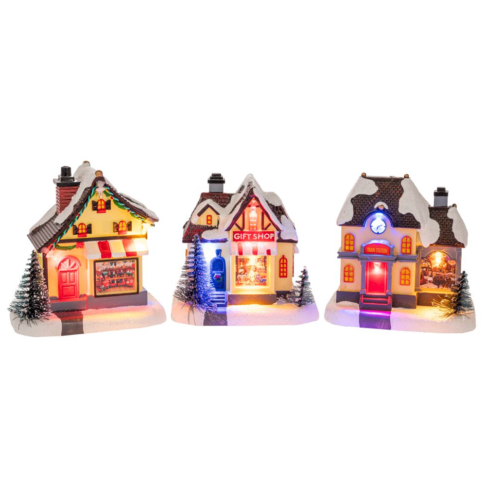 Iliadis - ΣΗΜΑΝΤΙΚΟ: Σε περίπτωση διαφοράς τιμής από το κατάστημα ισχύει παντα και μόνο η τιμή του καταστήματος Χριστουγεννιάτικο Σετ 3τμχ Σπιτάκι Με Led Μπαταρίας 10x