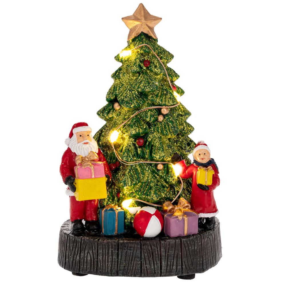 Χριστουγεννιάτικο Διακοσμητικό Δέντρο Με Δώρα & Άγιο Βασίλη Με Led Μπαταρίας 10x8x16εκ. iliadis 90738 - Iliadis - il_90738