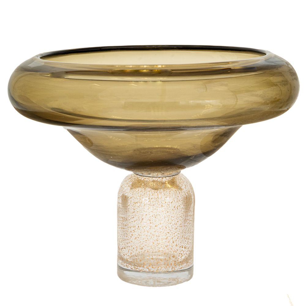 Βάζο Γυάλινο Χακί Με Μελί Βάση Φ37x28εκ. iliadis 91637 (Υλικό: Γυαλί, Χρώμα: Χακί) - Iliadis - il_91637