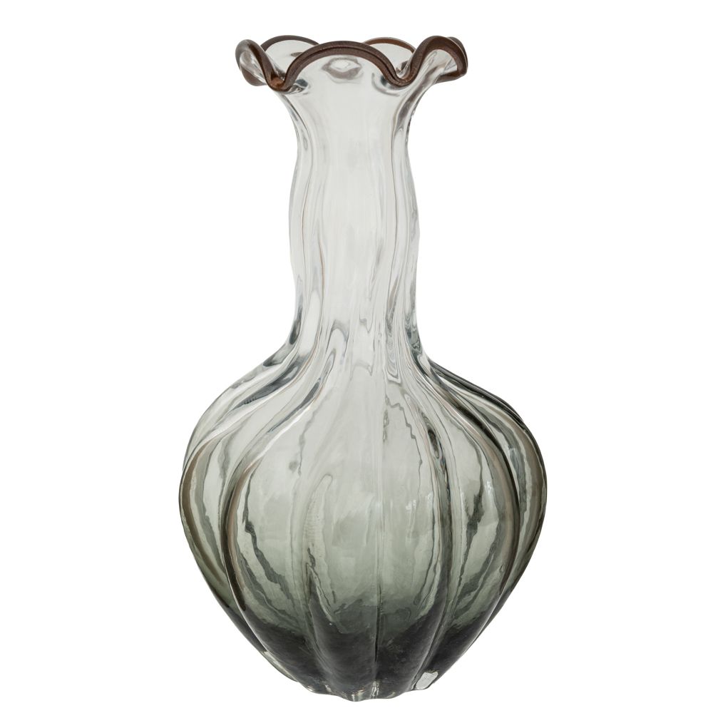 Βάζο Γυάλινο Διάφανο-Γκρι Με Ψηλό Λαιμό 25x42εκ. iliadis 91630 (Υλικό: Γυαλί, Χρώμα: Γκρι) - Iliadis - il_91630