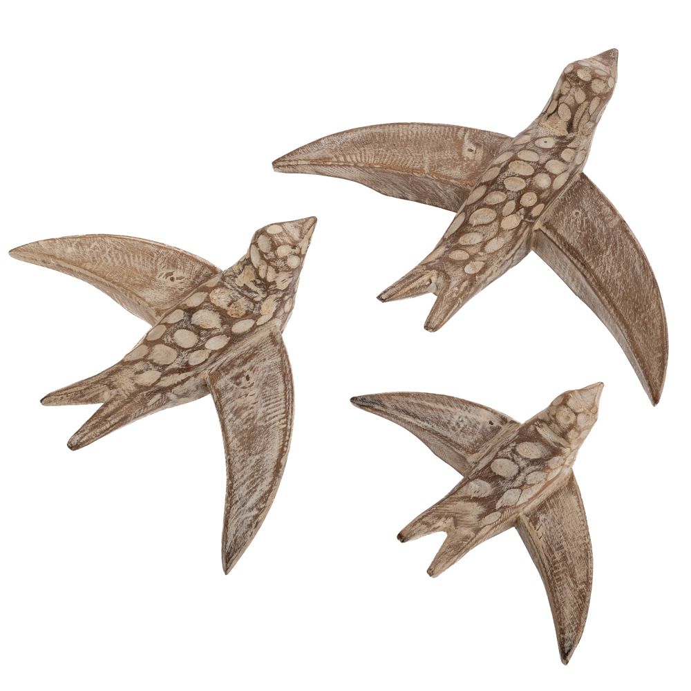 Σετ 3τμχ Διακοσμητικά Πουλάκια Από Ξύλο Mango 35x28x11εκ./31x23x11εκ./23x17x8εκ. iliadis 92092 (Υλικό: Ξύλο, Χρώμα: Natural) - Iliadis - il_92092