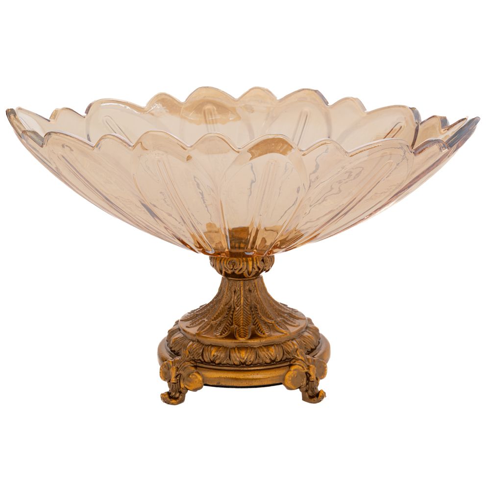 Iliadis Διακοσμητικό Μπωλ Με Πόδι Γυάλινο-Μεταλλικό Μελί-Χρυσό iliadis 30x16x18εκ. 91676 (Υλικό: Μεταλλικό, Χρώμα: Χρυσό ) - Iliadis - il_91676