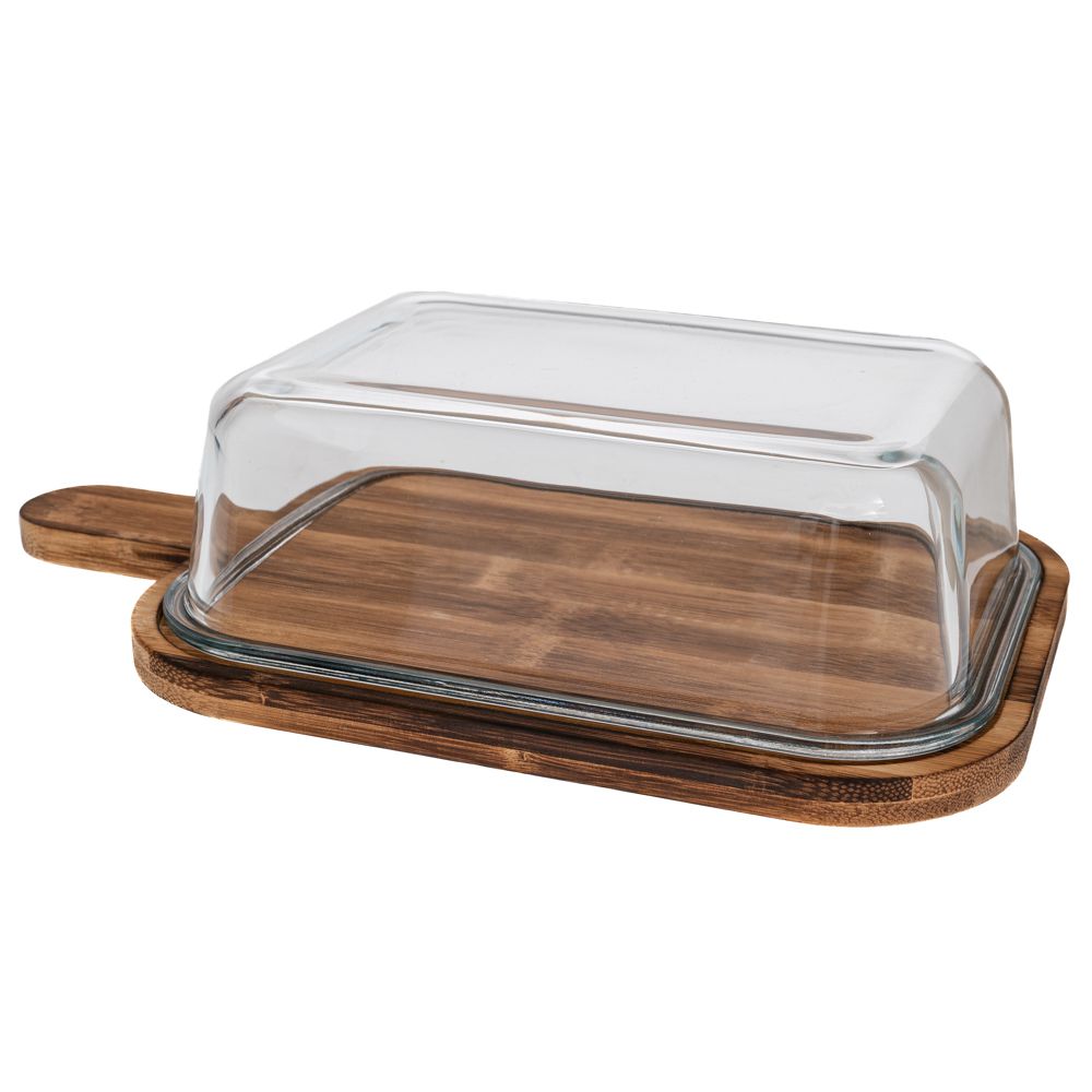 Διακοσμητικά και αξεσουαρ κουζίνας 24home - ΣΗΜΑΝΤΙΚΟ: Σε περίπτωση διαφοράς τιμής από το κατάστημα ισχύει παντα και μόνο η τιμή του καταστήματος Πλατώ Σερβιρίσματος Ξύλινο Με Γυάλινο Καπάκι Natural-Δι