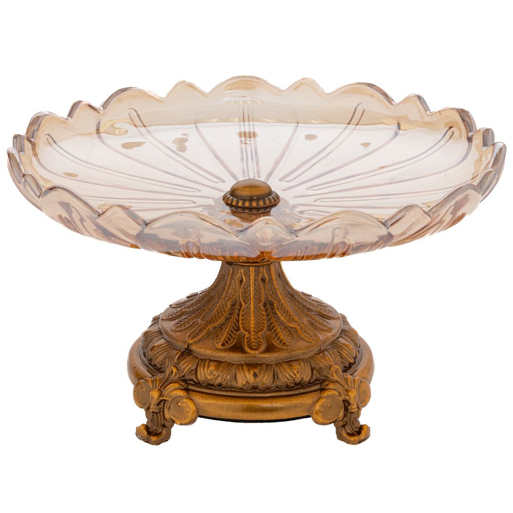 Διακοσμητική Πιατέλα-Τουρτιέρα Με Πόδι Γυάλινη-Μεταλλικ