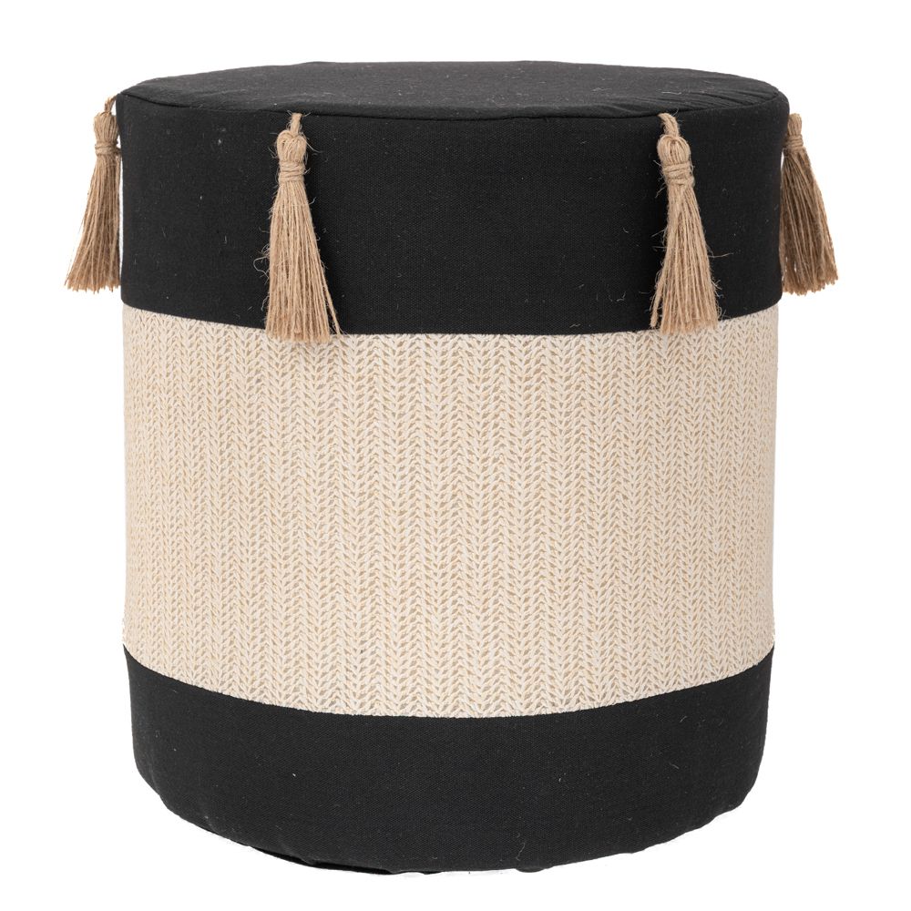 Σκαμπώ Υφασμάτινο Μαύρο-Κρεμ Με Φουντάκια 34x37εκ. iliadis 91738 (Χρώμα: Μαύρο) - Iliadis - il_91738