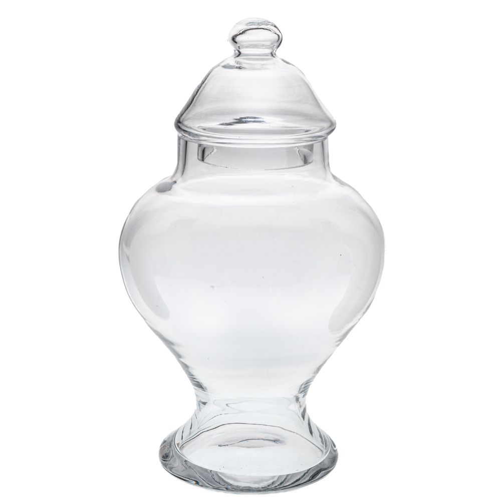 Διακοσμητικό Δοχείο Με Καπάκι Γυάλινο Διάφανο 15x30εκ. 