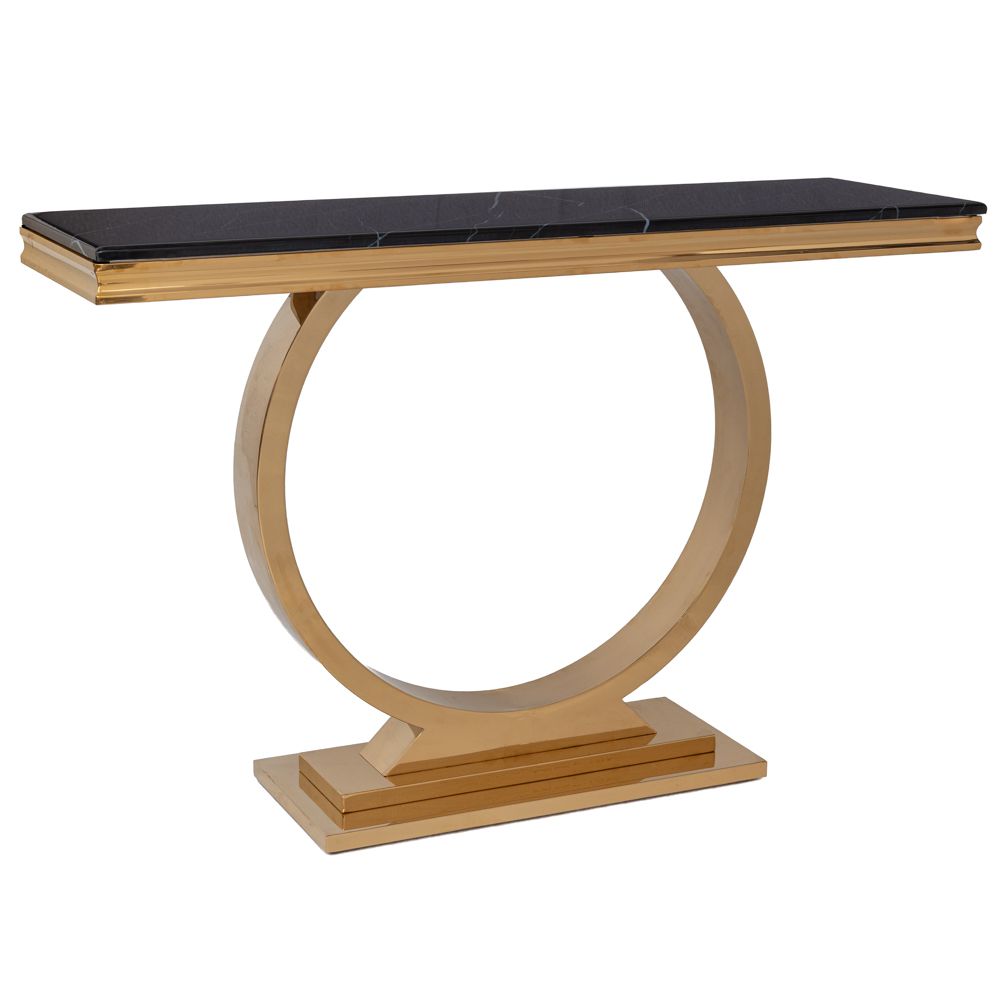 Iliadis Κονσόλα Μεταλλική-Μαρμάρινη Χρυσή-Μαύρη 130x40x80εκ. iliadis 91685 (Υλικό: Μεταλλικό, Χρώμα: Μαύρο) - Iliadis - il_91685