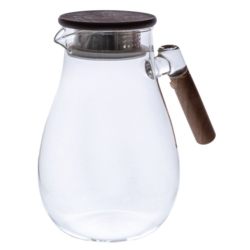 Κανάτα Γυάλινη-Ξύλινη Διάφανη 12,5x23εκ. iliadis 91918 