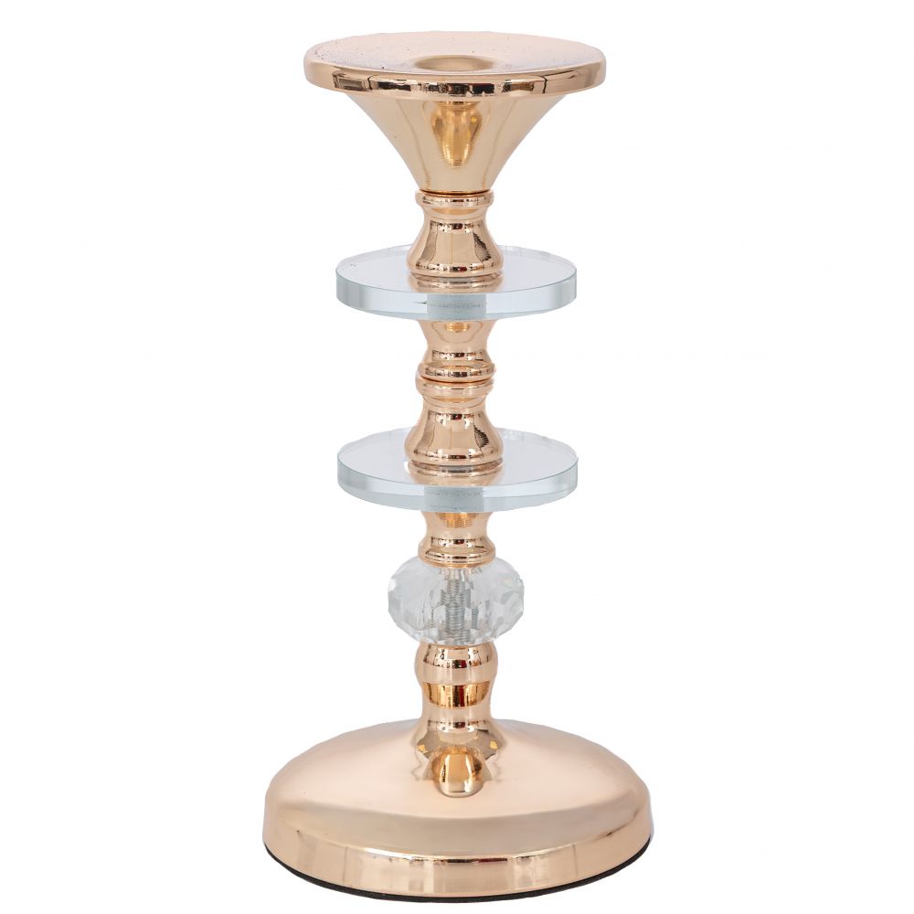 Κηροπήγιο Μεταλλικό-Ακρυλικό Χρυσό 11x24εκ. iliadis 917