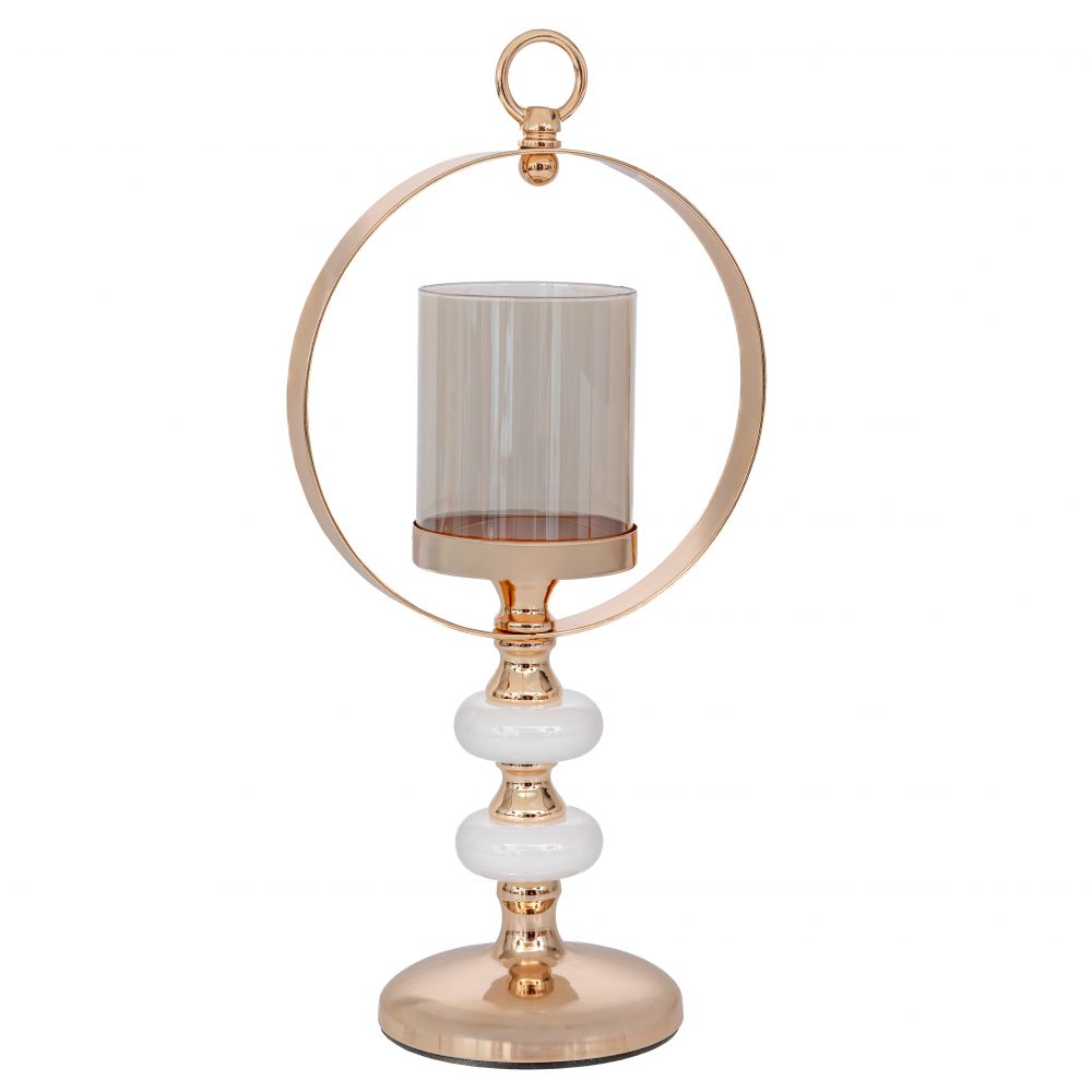 Διακοσμητικά Επιτραπέζια 24home - ΣΗΜΑΝΤΙΚΟ: Σε περίπτωση διαφοράς τιμής από το κατάστημα ισχύει παντα και μόνο η τιμή του καταστήματος Κηροπήγιο Γυάλινο-Μεταλλικό Χρυσό 18x12x39εκ. iliadis 9