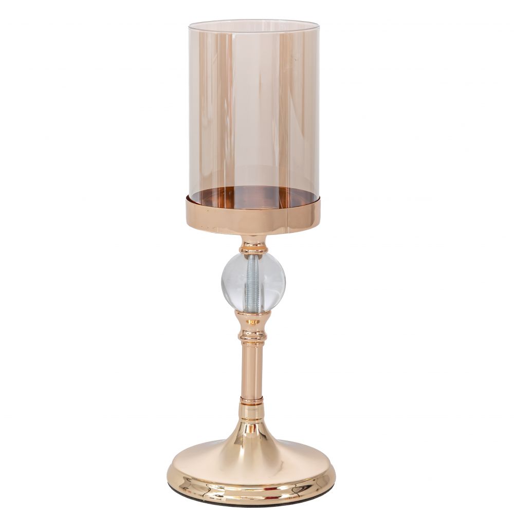 Διακοσμητικά Επιτραπέζια 24home - ΣΗΜΑΝΤΙΚΟ: Σε περίπτωση διαφοράς τιμής από το κατάστημα ισχύει παντα και μόνο η τιμή του καταστήματος Κηροπήγιο Γυάλινο-Μεταλλικό Χρυσό 13,5x36εκ. iliadis 91