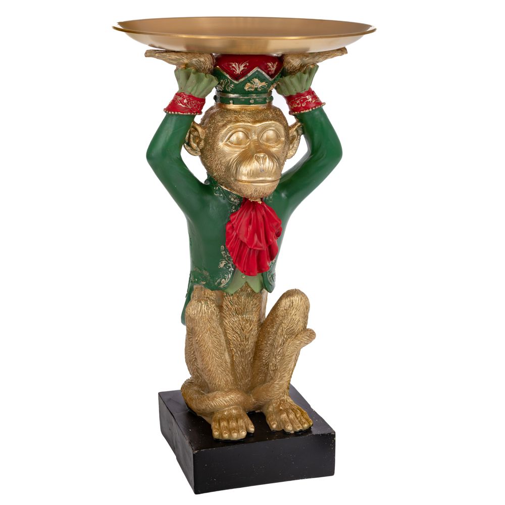 Διακοσμητική Επιτραπέζια Μαιμού Polyresin Χρυσή-Πράσινη
