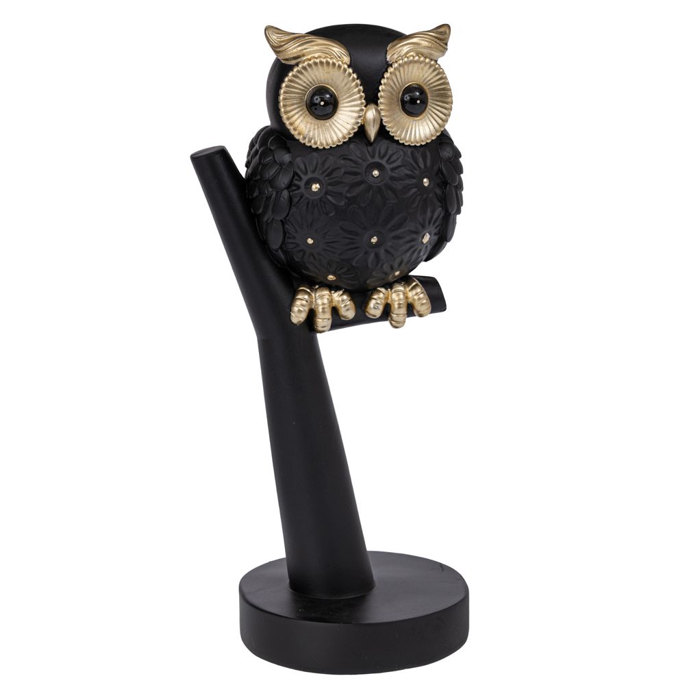 Διακοσμητική Επιτραπέζια Κουκουβάγια Polyresin Μαύρη-Χρυσή 12x11x27εκ. iliadis 91754 (Υλικό: Polyresin, Χρώμα: Μαύρο) - Iliadis - il_91754